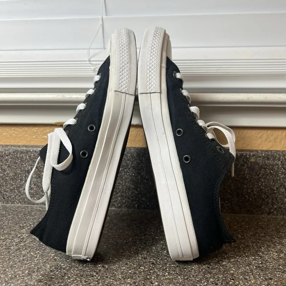 Converse wt Lunarlon Low Top Women's 9 Black Canvas Sneaker Skate Lace Up Mens 7